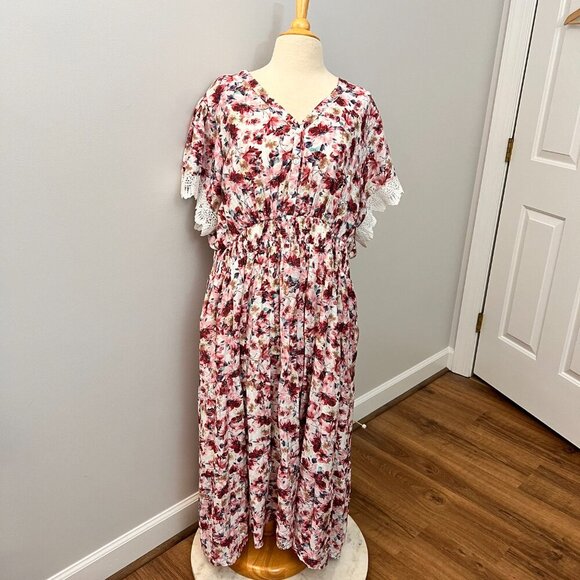 Baltic Born Aliyah Pink Floral Lace Sleeve Dress Sz 3XL - Picture 5 of 15